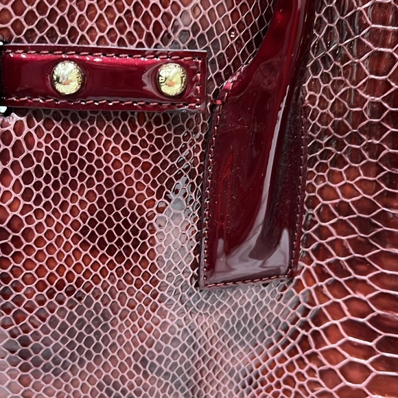 Stuart Weitzman small tote/large purse, red reptile see pics for measurements - Picture 3 of 9